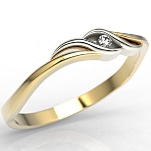 Pierścionek zaręczynowy z żółtego i białego złota z brylantem LP-9302ZB