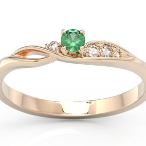 Pierścionek z różowego złota ze szmaragdem i brylantami BP-7810P