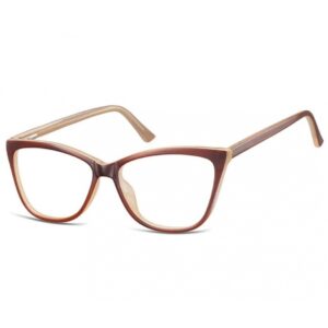Okulary oprawki optyczne zerówki korekcyjne kocie oczy Sunoptic CP115C brązowo-beżowe