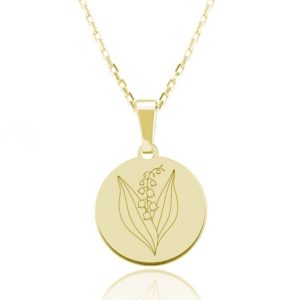 Kwiaty Polskie - Naszyjnik z Konwalią - Grawer - 24k złocenie