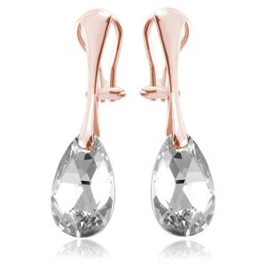 Srebrne klipsy z kryształem Swarovski - 16mm - Crystal Cal - rose gold