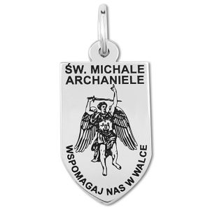 Medalik ze srebra w formie tarczy dwustronny z wizerunkiem Św. Michała _03