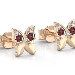 Kolczyki z różowego złota z czerwonymi cyrkoniami BPK-88P-R-C