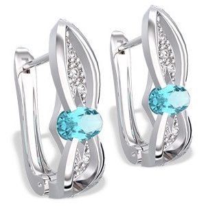 Kolczyki z białego złota z topazami i diamentami LPK-39B