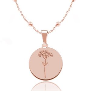Kwiaty Polskie - Naszyjnik z Niezapominajką - łancuszek kulki - Grawer - rose gold