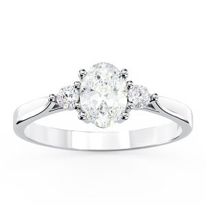 Pierścionek z białego złota z szafirem white i cyrkoniami AP-31B