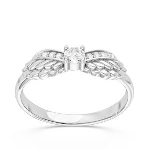 Pierścionek z białego złota z brylantem CP-62B