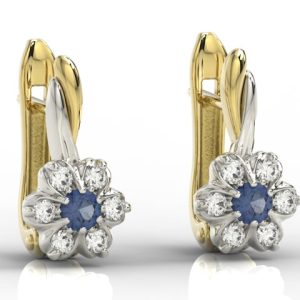 Kolczyki z żółtego i białego złota z szafirami i brylantami APK-68ZB