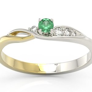 Pierścionek z białego i żółtego złota ze szmaragdem i brylantami BP-7810BZ