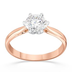 Pierścionek z brylantem certyfikowanym 0,90ct F/VVS1 z różowego i białego złota AP-6690PB