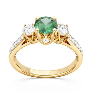 Pierścionek z żółtego złota ze szmaragdem i brylantami CP-31Z