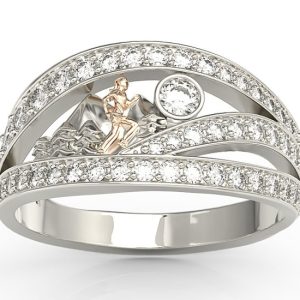 Pierścionek biegaczka, z białego i różowego złota z brylantami BP-94BP