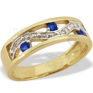 Pierścionek ze złota JP-31Z-R z szafirami i diamentami.