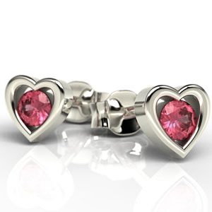 Kolczyki z białego złota z rubinami LPK-52B