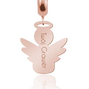 Srebrny wisiorek lub charms z Aniołkiem Grawer - rose gold