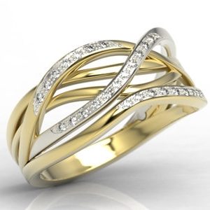 Pierścionek z żółtego i białego złota z brylantami LP-69ZB
