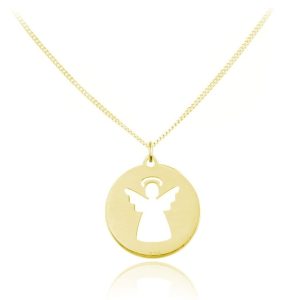 Naszyjnik Aniołek - Pamiątka Chrztu - 24k złocenie
