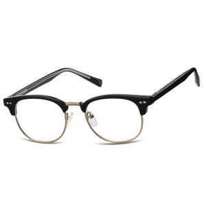 Okulary zerówki owalne oprawki korekcyjne 879 czarny/złoty