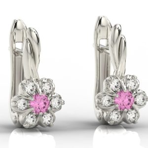 Kolczyki z białego złota z cyrkoniami różowymi i białymi APK-68B-C