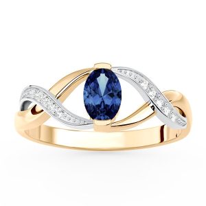 Pierścionek z żółtego i białego złota z szafirem i brylantami AP-69ZB