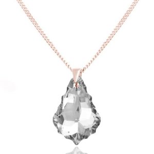 Srebrny naszyjnik z kryształem Swarovski - Baroque - rose gold