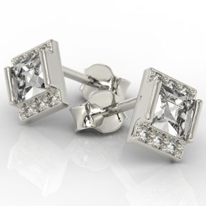 Kolczyki z białego złota z cyrkoniami LP-46B