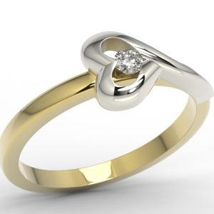 Pierścionek zaręczynowy z żółtego i białego złota AP-1606ZB z brylantem 0,06 ct