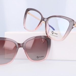 Damskie okulary do komputera z nakładką przeciwsłoneczną Clip-on 25115D