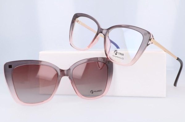 Damskie okulary do komputera z nakładką przeciwsłoneczną Clip-on 25115D