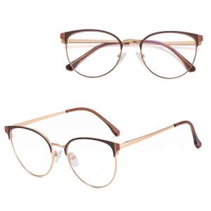 Damskie okulary Kocie Oczy zerówki do komputera BLUE LIGHT na teleskopach 25110C Brązowy/Złoty