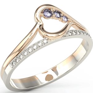 Pierścionek z różowego i białego złota z tanzanitami i brylantami BP-83PB