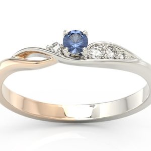 Pierścionek z białego i różowego złota z szafirem i brylantami BP-7810BP