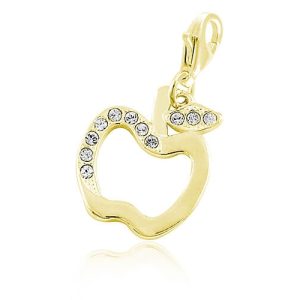 Srebrna zawieszka CHARMS - Jabłuszko z kryształkami - 24k złocenie