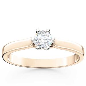 Pierścionek zaręczynowy z różowego i białego złota z brylantem LP-8027PB