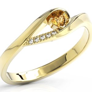 Pierścionek z żółtego złota z topazem Swarovski miodowym i cyrkoniami BP-70Z-C