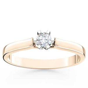 Pierścionek zaręczynowy z różowego i białego złota z brylantem LP-8016PB