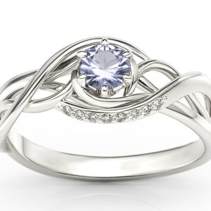 Pierścionek z białego złota z tanzanitem i brylantami BP-7130B