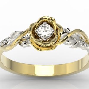 Pierścionek złoty w kształcie róży z brylantami LP-7715ZB