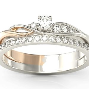 Pierścionek z białego i różowego złota z cyrkoniami Swarovski BP-77BP-C