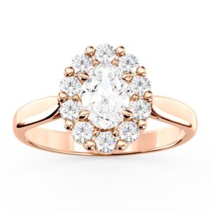 Pierścionek zaręczynowy z białym topazem Swarovski i diamentami BP-57P