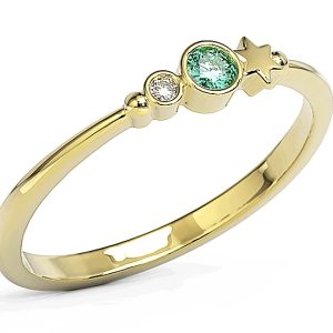 Pierścionek z żółtego złota z cyrkoniami Swarovski Mięta BP-6709Z-C/MINT