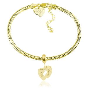 Bransoletka do zawieszek modułowych ze Stópkami - Beads - Grawer - 24k złocenie