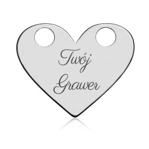 Srebrna zawieszka celebrytka serce z grawerem