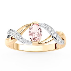 Pierścionek z żółtego i białego złota z morganitem i brylantami AP-69ZB