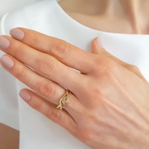 Pierścionek z żółtego złota topazem Swarovski BP-74Z