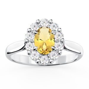 Pierścionek zaręczynowy z cytrynem i diamentami BP-57B