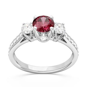 Pierścionek z białego złota z rubinem i brylantami CP-31B