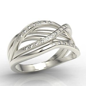 Pierścionek z białego złota z diamentami LP-69B