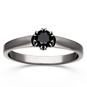 Pierścionek ze złota rodowanego na czarno z czarnym szafirem BP-2130B-R-CZ