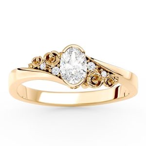 Pierścionek z żółtego złota AP-39Z z białym szafirem i diamentami 0,03 ct